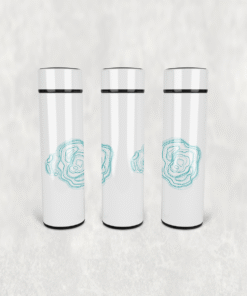 Turkuaz Çizgi Form Led Derece Göstergeli Paslanmaz Çelik Termos 500 ML