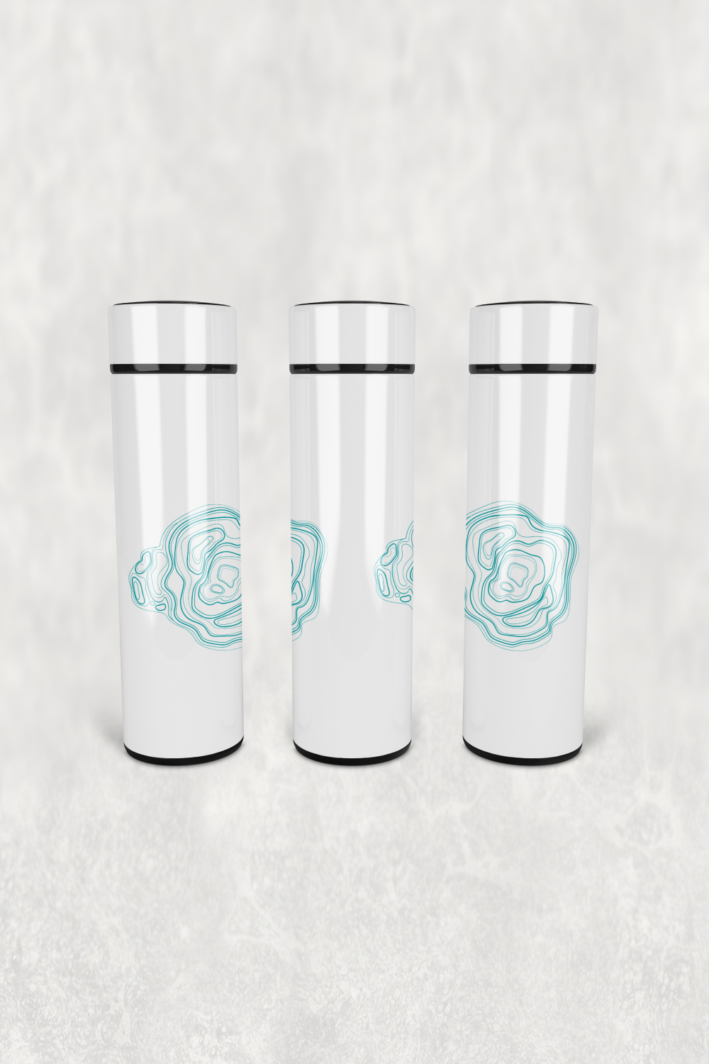 Turkuaz Çizgi Form Led Derece Göstergeli Paslanmaz Çelik Termos 500 ML