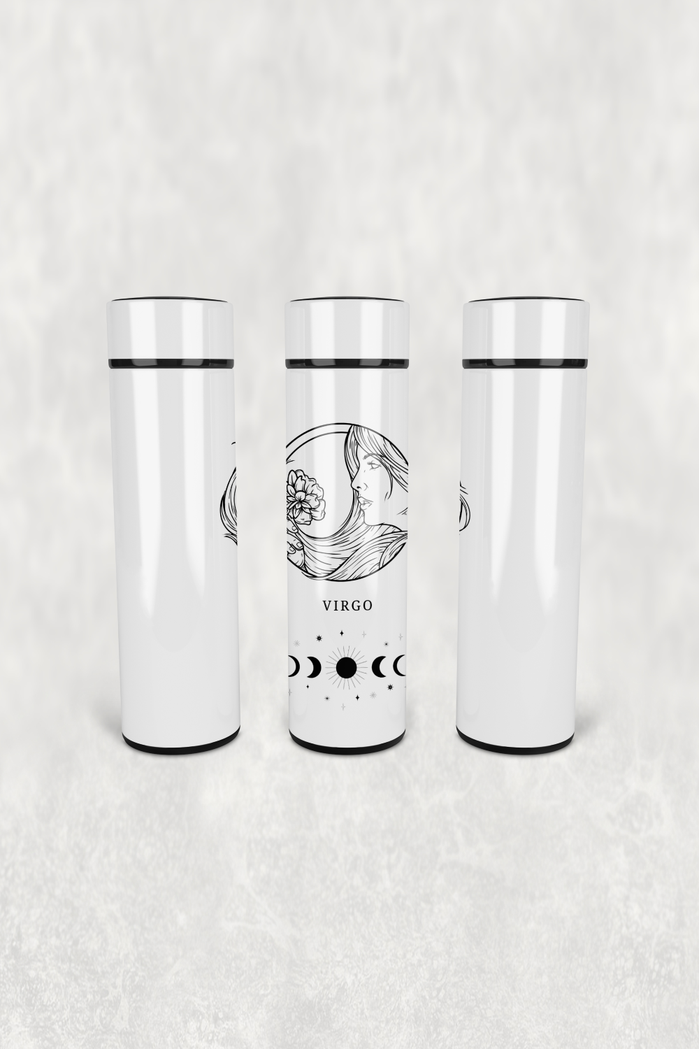 Başak Burcu Çizim Led Derece Göstergeli Paslanmaz Çelik Termos 500 ML