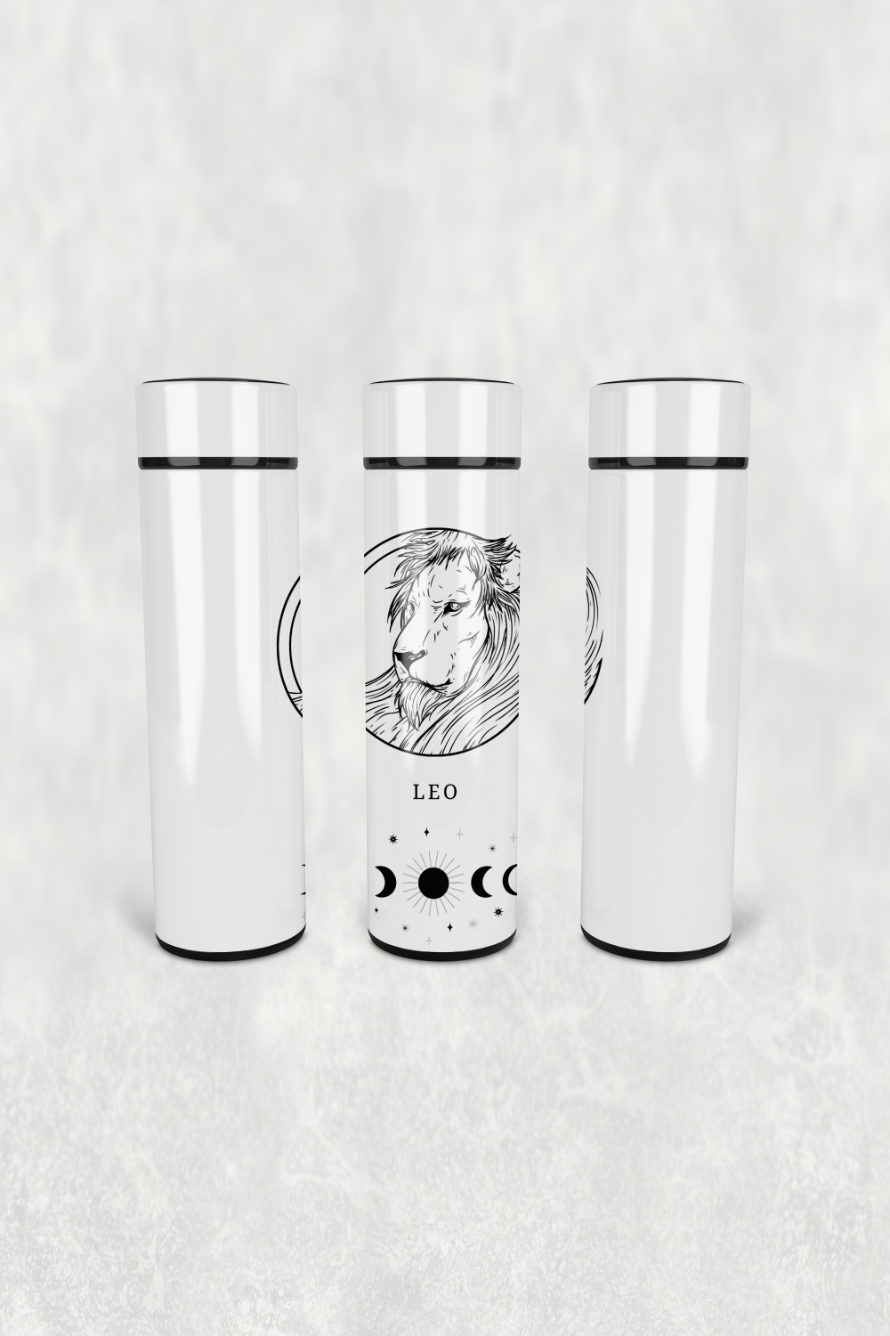 Aslan Burcu Çizim Led Derece Göstergeli Paslanmaz Çelik Termos 500 ML