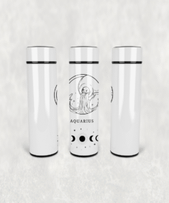 Kova Burcu Çizim Led Derece Göstergeli Paslanmaz Çelik Termos 500 ML