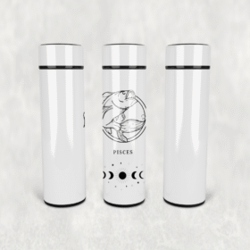 Balık Burcu Çizim Led Derece Göstergeli Paslanmaz Çelik Termos 500 ML