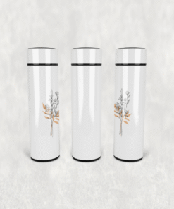 Minimal Çiçek Yaprak Led Derece Göstergeli Paslanmaz Çelik Termos 500 ML