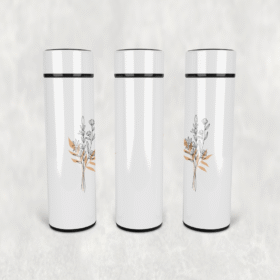 Minimal Çiçek Yaprak Led Derece Göstergeli Paslanmaz Çelik Termos 500 ML