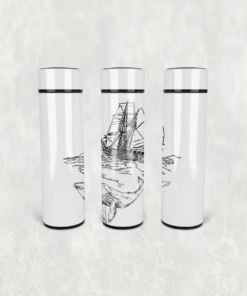 Okyanus Yolculuğu Deseni Led Derece Göstergeli Paslanmaz Çelik Termos 500 ML