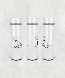 Minimal Köpek Çizimi Led Derece Göstergeli Paslanmaz Çelik Termos 500 ML