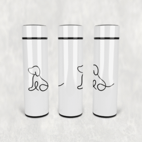 Minimal Köpek Çizimi Led Derece Göstergeli Paslanmaz Çelik Termos 500 ML