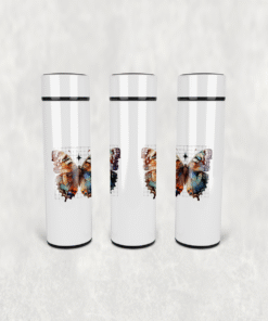 Renkli Kelebek Deseni Led Derece Göstergeli Paslanmaz Çelik Termos 500 ML