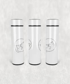 Sevgi Dolu Kediler Deseni Led Derece Göstergeli Paslanmaz Çelik Termos 500 ML