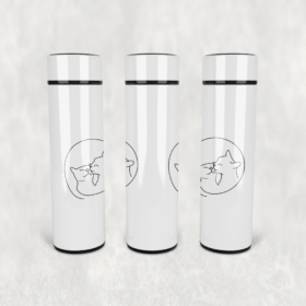 Sevgi Dolu Kediler Deseni Led Derece Göstergeli Paslanmaz Çelik Termos 500 ML