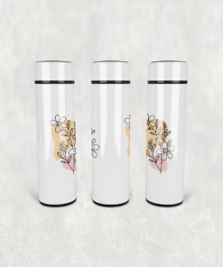 Renkli Çiçek Deseni Led Derece Göstergeli Paslanmaz Çelik Termos 500 ML