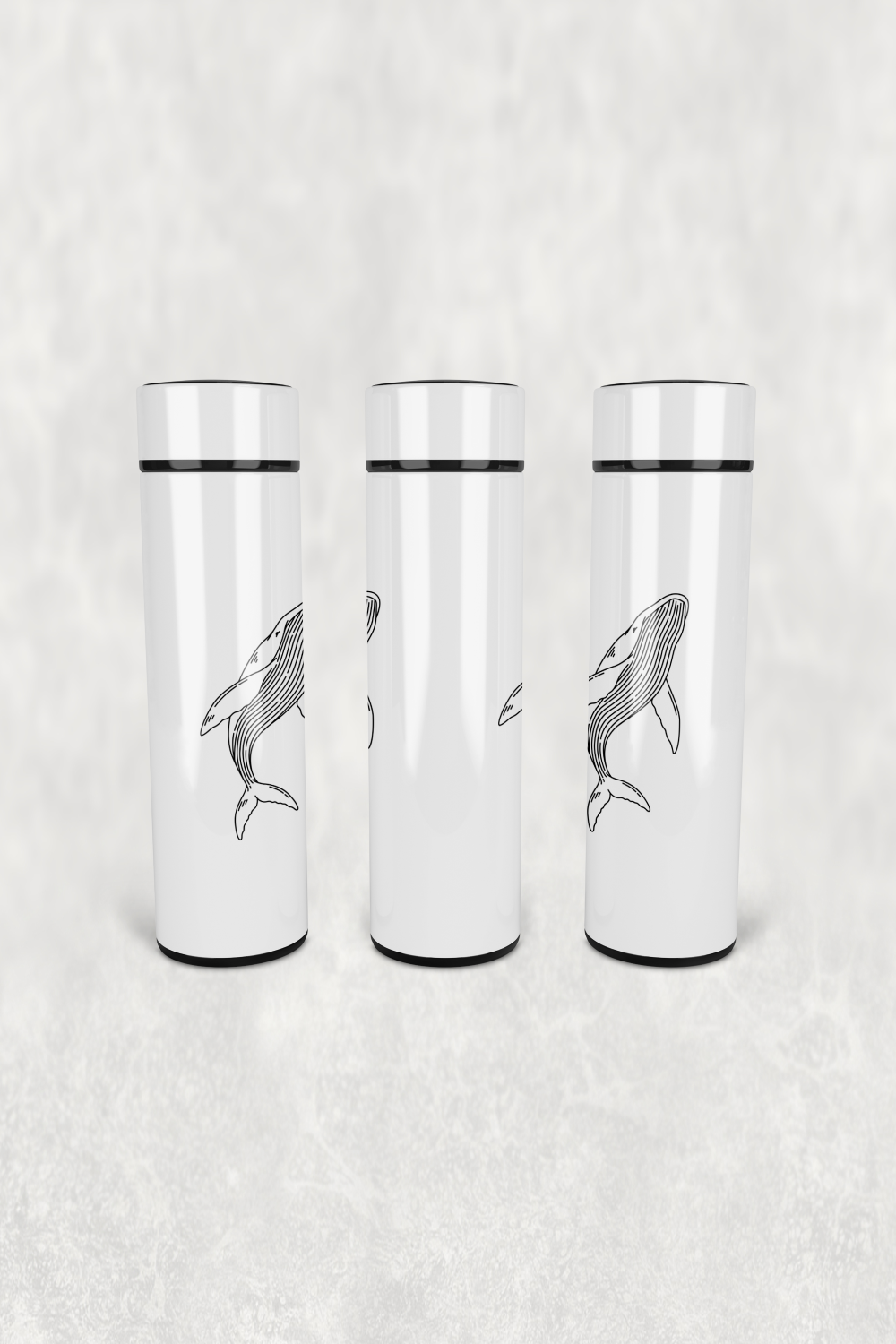 Okuyan Balina Deseni Led Derece Göstergeli Paslanmaz Çelik Termos 500 ML