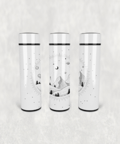 Dağ ve Evren Deseni Led Derece Göstergeli Paslanmaz Çelik Termos 500 ML