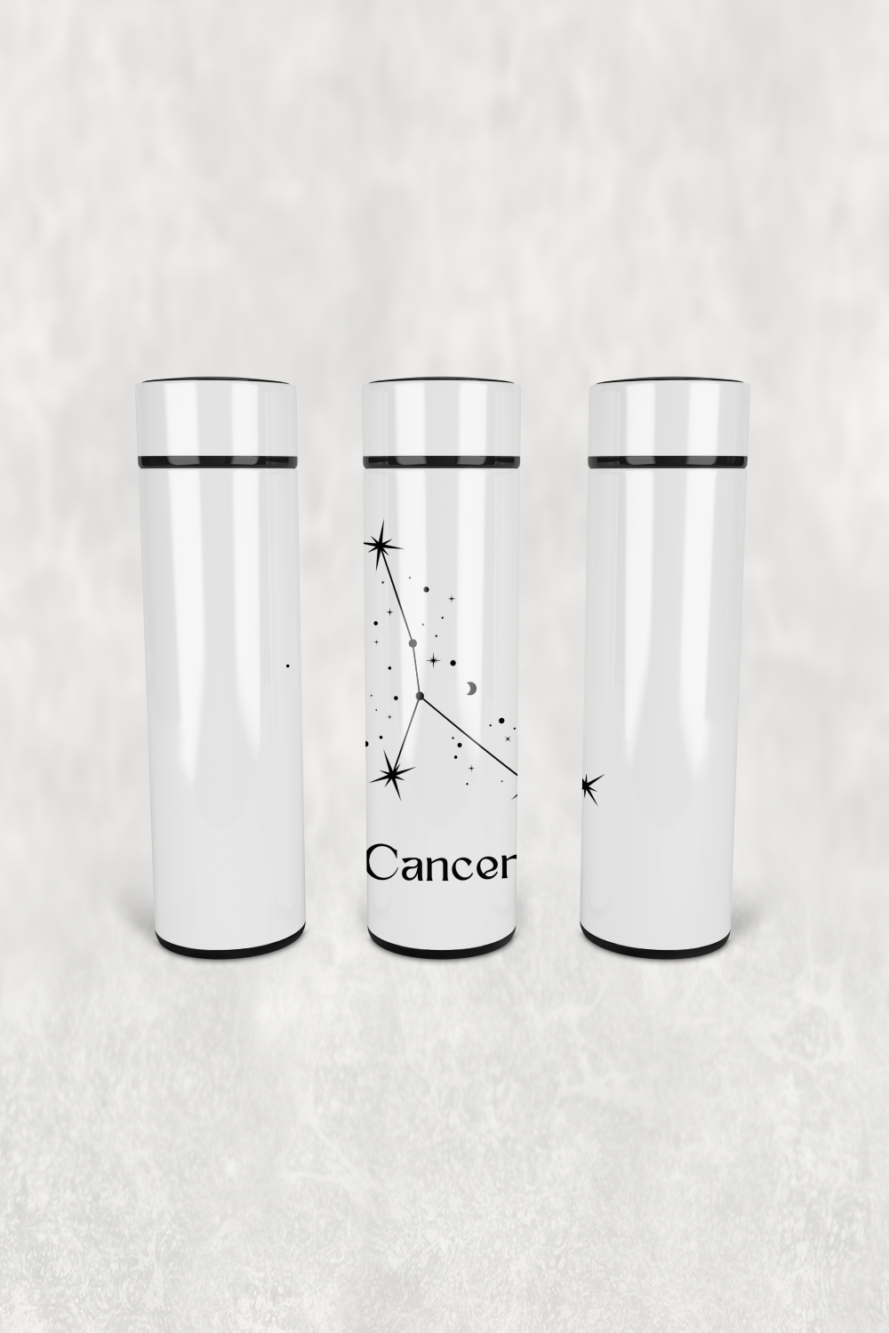 Yengeç Burcu Deseni Led Derece Göstergeli Paslanmaz Çelik Termos 500 ML