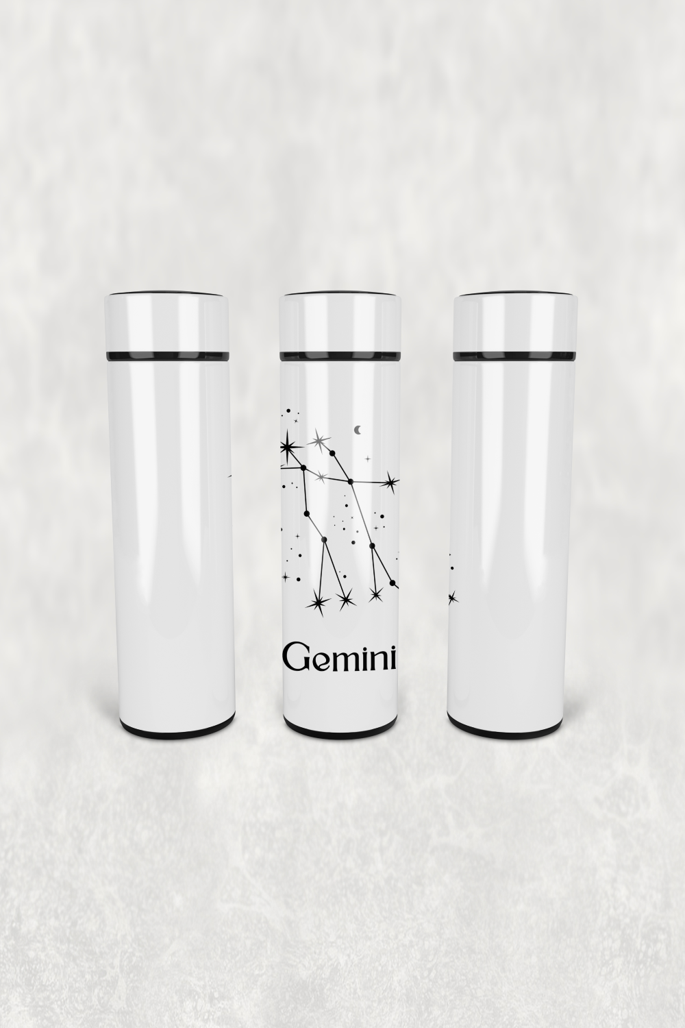 İkizler Burcu Deseni Led Derece Göstergeli Paslanmaz Çelik Termos 500 ML