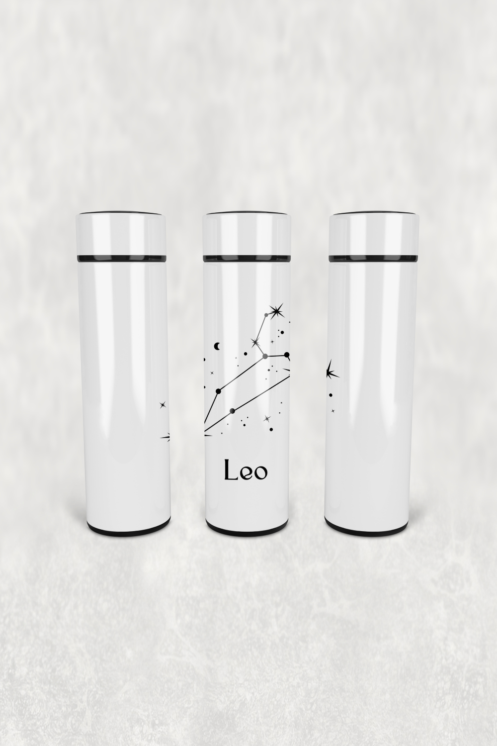 Aslan Burcu Deseni Led Derece Göstergeli Paslanmaz Çelik Termos 500 ML