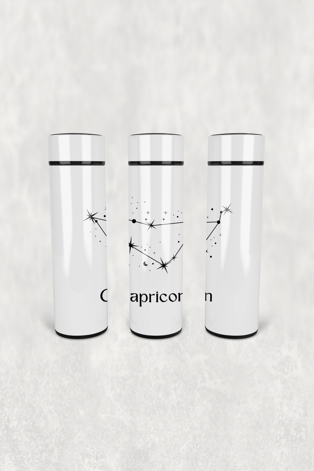Oğlak Burcu Deseni Led Derece Göstergeli Paslanmaz Çelik Termos 500 ML