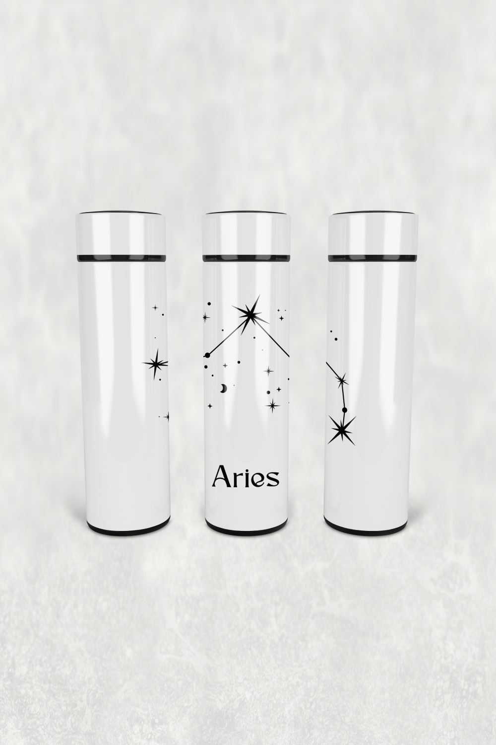 Koç Burcu Deseni Led Derece Göstergeli Paslanmaz Çelik Termos 500 ML