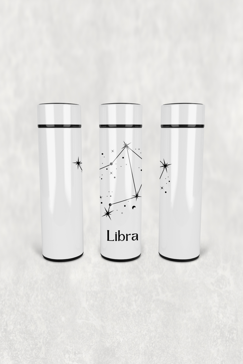 Terazi Burcu Deseni Led Derece Göstergeli Paslanmaz Çelik Termos 500 ML