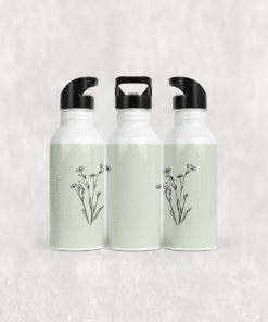 Minimal Çiçek Dalları Alüminyum Pipetli Matara 600 ML