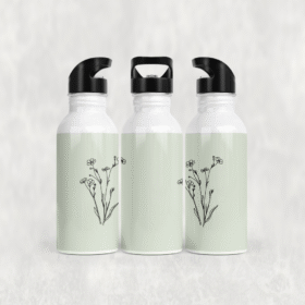 Minimal Çiçek Dalları Alüminyum Pipetli Matara 600 ML