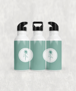 Çerçeveli Günebakan Deseni Alüminyum Pipetli Matara 600 ML