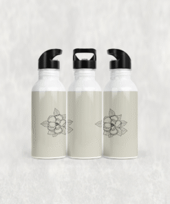 Klasik Çiçek Motifi Alüminyum Pipetli Matara 600 ML