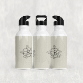 Klasik Çiçek Motifi Alüminyum Pipetli Matara 600 ML