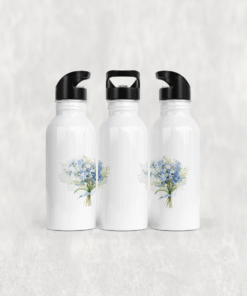 Mavi Gelincik Buketi Alüminyum Pipetli Matara 600 ML