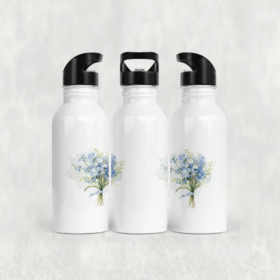 Mavi Gelincik Buketi Alüminyum Pipetli Matara 600 ML