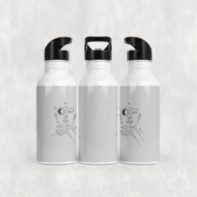 Ay ve Yıldız Kadın Silüeti Alüminyum Pipetli Matara 600 ML