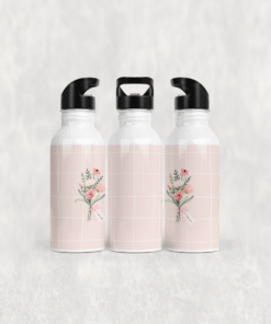 Sevgiliye Çiçek Buketi Alüminyum Pipetli Matara 600 ML