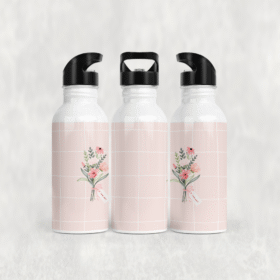 Sevgiliye Çiçek Buketi Alüminyum Pipetli Matara 600 ML