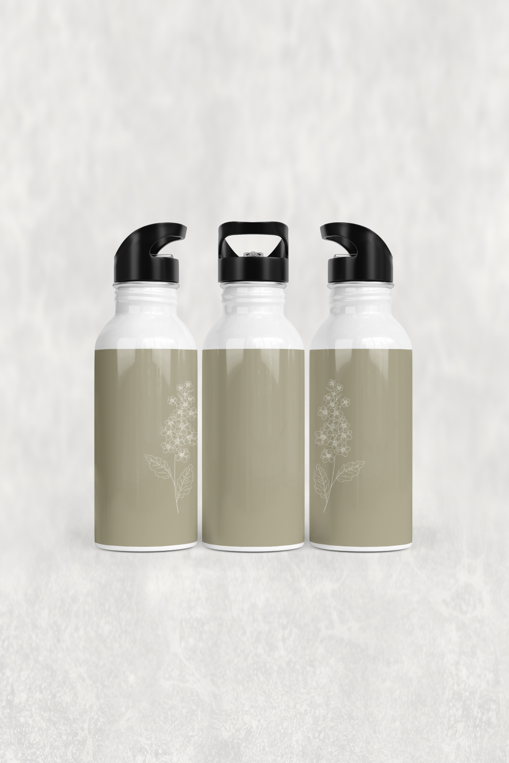 İnce Çiçek Dalları Alüminyum Pipetli Matara 600 ML