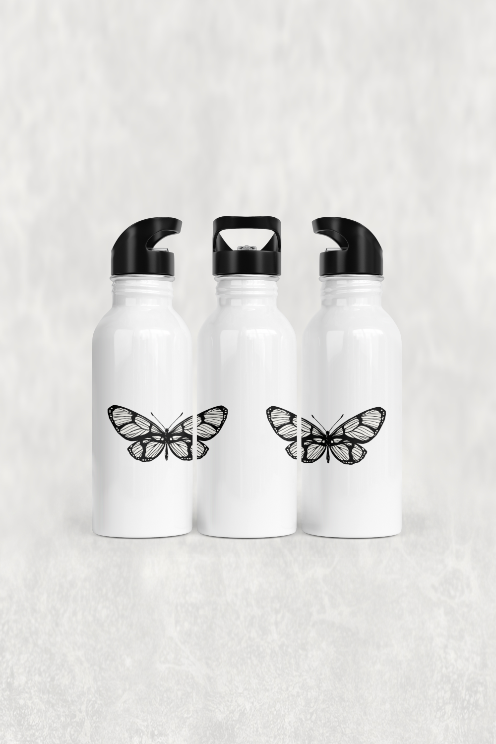 Simetrik Kelebek Tasarımı Alüminyum Pipetli Matara 600 ML