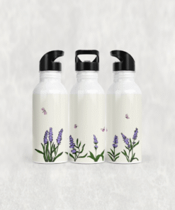 Mor Lavanta ve Kelebekler Alüminyum Pipetli Matara 600 ML