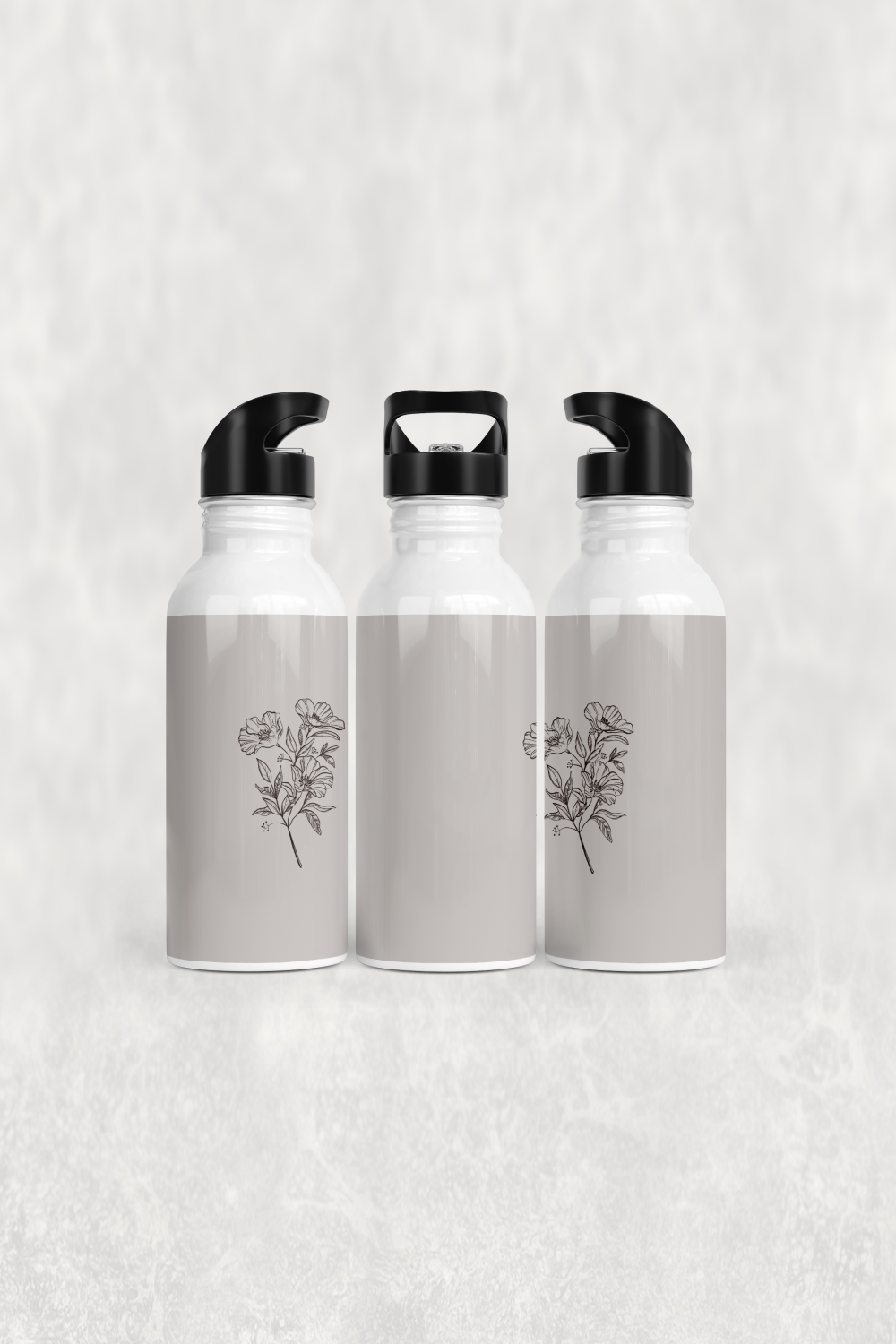 Zarif Çiçek Demeti Alüminyum Pipetli Matara 600 ML