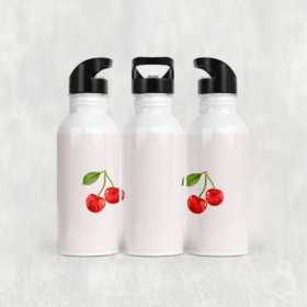 İkili Kiraz Deseni Alüminyum Pipetli Matara 600 ML