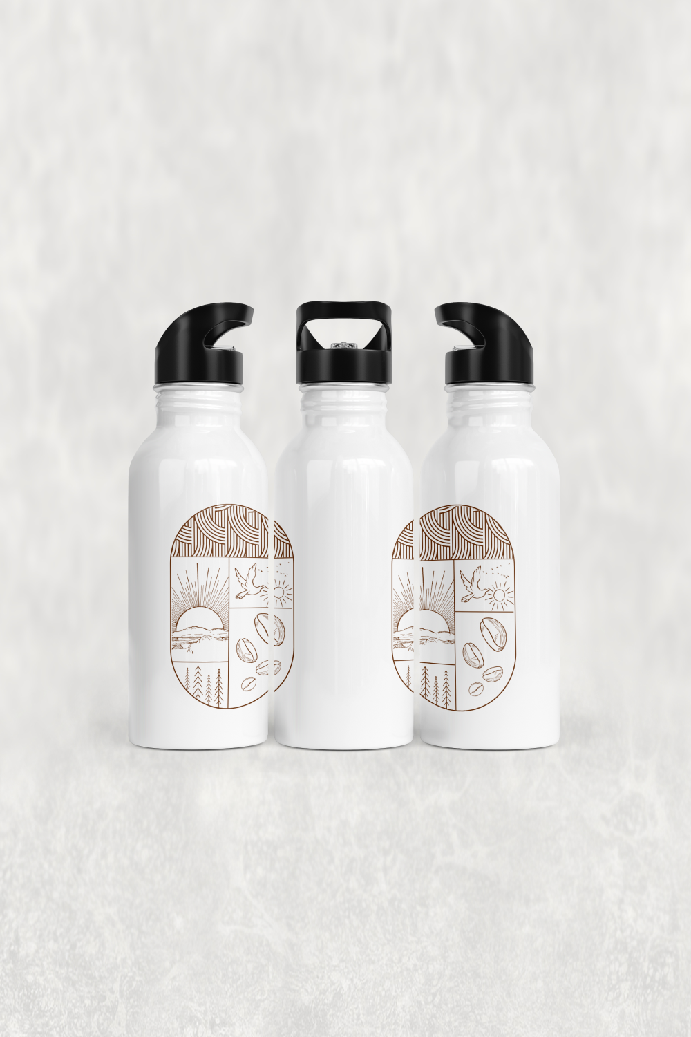 Gün Doğumu ve Kahve Çekirdekleri Alüminyum Pipetli Matara 600 ML