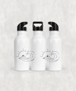 Dağ ve Dalga Motifi Alüminyum Pipetli Matara 600 ML