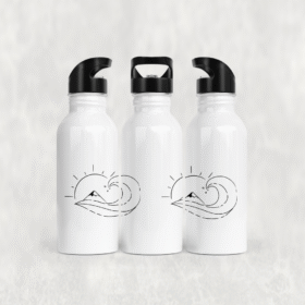 Dağ ve Dalga Motifi Alüminyum Pipetli Matara 600 ML