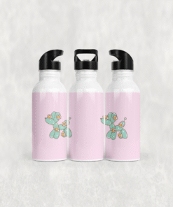 Çiçekli Balon Köpek Tasarımı Alüminyum Pipetli Matara 600 ML