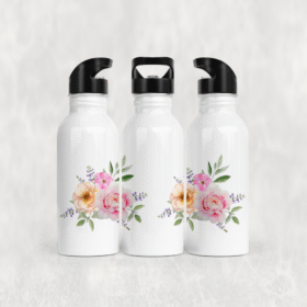 Pastel Güller Çiçek Buketi Alüminyum Pipetli Matara 600 ML