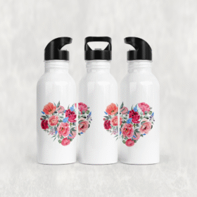 Aşk Bahçesi Kalp Çiçekler Alüminyum Pipetli Matara 600 ML