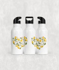 Limon Bahçesi Kalp Formu Alüminyum Pipetli Matara 600 ML