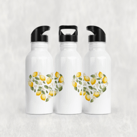 Limon Bahçesi Kalp Formu Alüminyum Pipetli Matara 600 ML