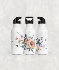 Kelebekli Çiçek Bahçesi Alüminyum Pipetli Matara 600 ML