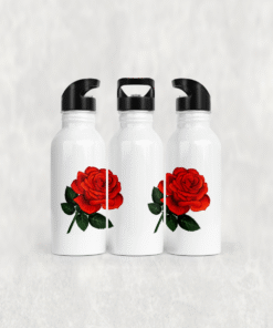 Kırmızı Gül Zarafeti Alüminyum Pipetli Matara 600 ML