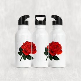 Kırmızı Gül Zarafeti Alüminyum Pipetli Matara 600 ML