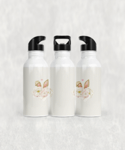 Tavşan Kulaklı Çiçek Deseni Alüminyum Pipetli Matara 600 ML